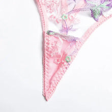 Load image into Gallery viewer, Pink Floral Lace Transparent Push Up Bra &amp; Panty Set