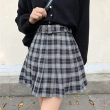 Load image into Gallery viewer, Plaid Pleated Grunge Gothic High Waist Skirt - Black / S