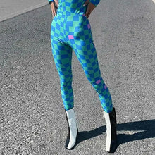 Load image into Gallery viewer, Plaid Print O Neck Long Sleeve Bodycon Slim Jumpsuit
