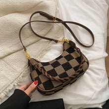 Load image into Gallery viewer, Plaid PU Leather Crossbody Shoulder Bag - Checkered Coffee