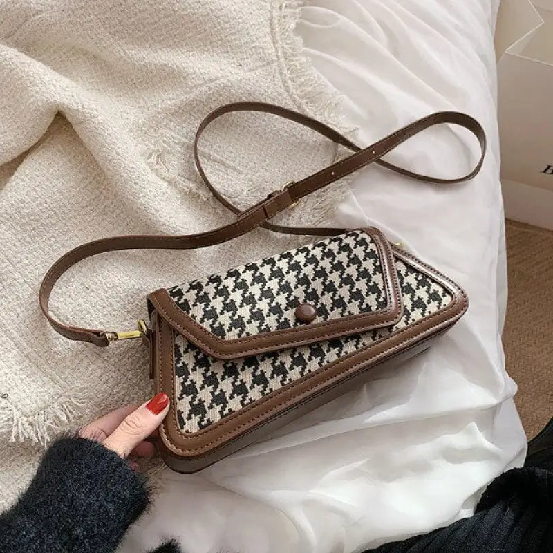 Plaid PU Leather Shoulder Design Crossbody Bag