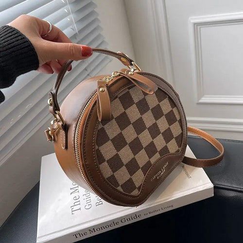 Plaid Round bag Shape Shoulder Clutch Crossbody Bag