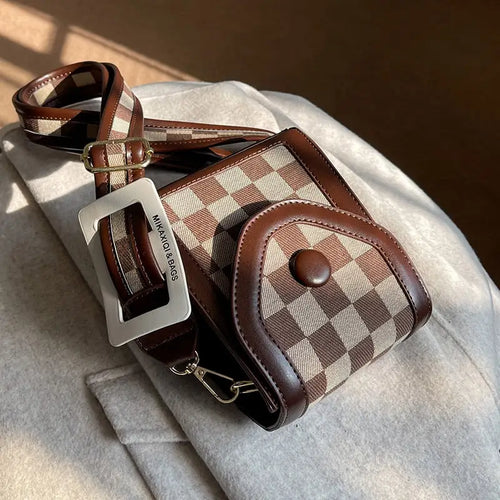 Plaid Shape Shoulder Bag With Short Handle