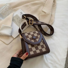 Load image into Gallery viewer, Plaid Shape Shoulder Bag With Short Handle - Coffee