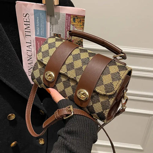 Plaid Vintage Chain High Quality Retro Small Shoulder Bag