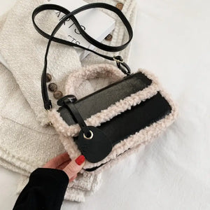Plush Luxury PU Leather Shoulder Crossbody Bag - black