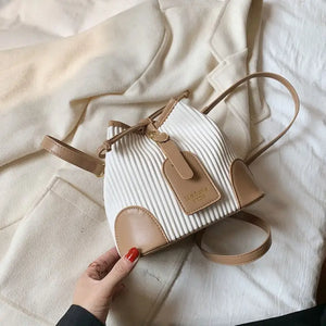 PU Leather Bucket Crossbody Bag - Khaki / (20cm<Max