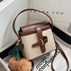 PU Leather Bucket Crossbody Bag with Short Handle