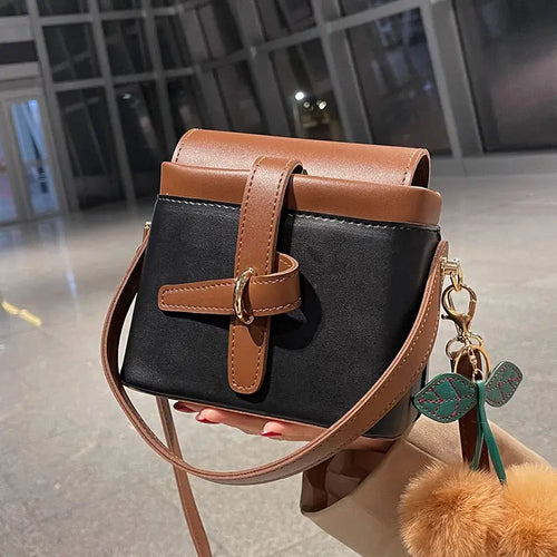 PU Leather Bucket Crossbody Bag with Short Handle