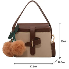 Load image into Gallery viewer, PU Leather Bucket Crossbody Bag with Short Handle