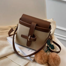 Load image into Gallery viewer, PU Leather Bucket Crossbody Bag with Short Handle