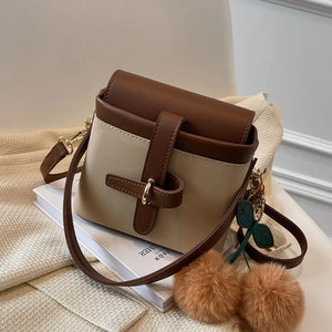 PU Leather Bucket Crossbody Bag with Short Handle