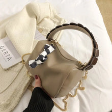 Load image into Gallery viewer, PU Leather Bucket Crossbody Bags with Short Handle - Khaki