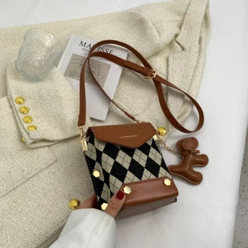 PU Leather Crossbody Cute Shoulder Handbag - Auburn