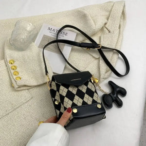 PU Leather Crossbody Cute Shoulder Handbag - black