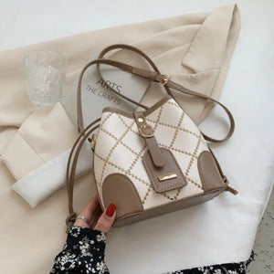 PU Leather Crossbody French Texture Shoulder Bag - Khaki