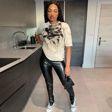 Load image into Gallery viewer, PU Leather Pants Slim Black Split Long Trousers