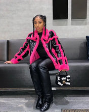 Load image into Gallery viewer, PU Leather Patchwork Turn Down Collar Jacket