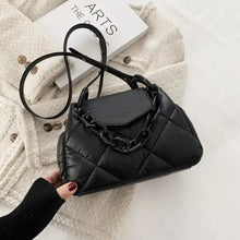 Load image into Gallery viewer, PU Leather Quilted Luxury Handbag - black