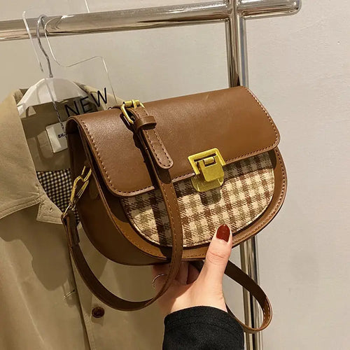 PU Leather Saddle Crossbody Handbag