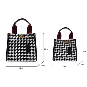 PU Leather Simple Open Houndstooth HandBag