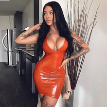 Load image into Gallery viewer, PU Leather Sleeveless Bodycon Dress