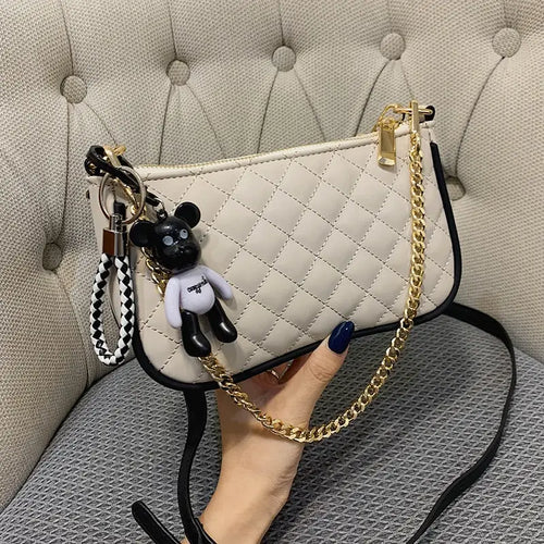 PU Leather Underarm Chain HandBag