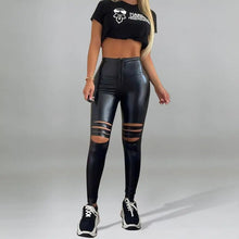 Load image into Gallery viewer, PU Pencil High Waist Zip Up Faux Leather Leggings