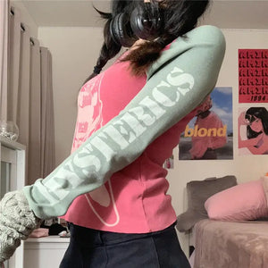 Punk E-girl Patchwork Crop Top