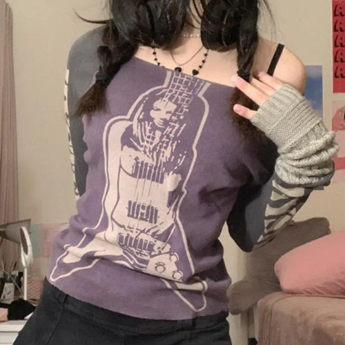 Punk E-girl Patchwork Crop Top