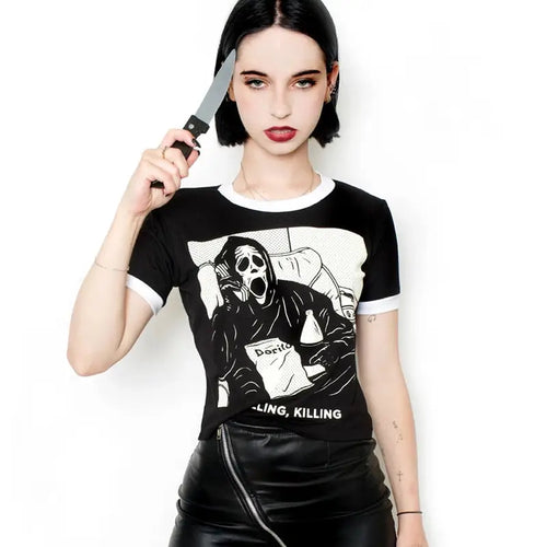 Punk Gothic Streetwear Letter Print Crop Top