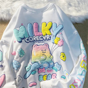 Purple Cartoon Bear Oversize T Shirt - 2 / XL