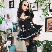 Load image into Gallery viewer, Purple Lolita Y2K Lace gothic Mini Skirt