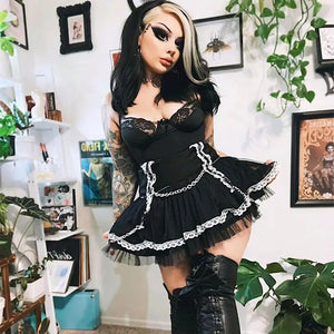 Purple Lolita Y2K Lace gothic Mini Skirt