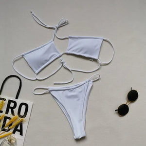 Push Up Solid Brazilian Bikini Set