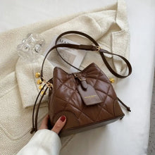 Load image into Gallery viewer, Quilted PU Leather Bucket bag - Coffee