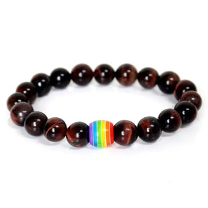 Rainbow Bead Pride Charm Bracelet - 3 / Beads 8mm