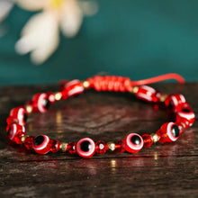 Load image into Gallery viewer, Rainbow Evil Eye Pride Bracelet - Red