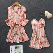 Load image into Gallery viewer, Rayon Nightwear Kimono Sleepwear - Pink Set - C / XL