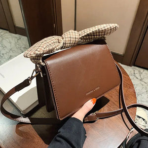 Retro Bowknot Luxury Pu Leather Crossbody Bag
