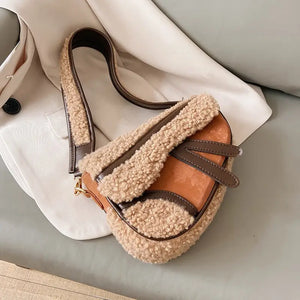 Retro Faux Fur heart Crossbody Shoulder Bag