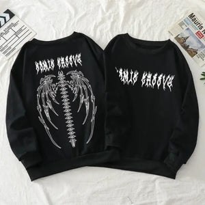 Retro Gothic Oversized Punk Hoodie - Black / 4XL