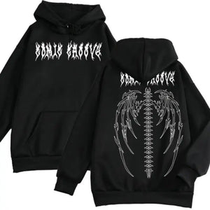 Retro Gothic Oversized Punk Hoodie - Hooded black / 4XL