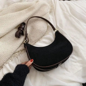 Retro PU Leather Crossbody Armpit Shoulder Purse - black