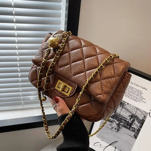 Retro Small PU Leather Luxury Quilted Crossbody Bag