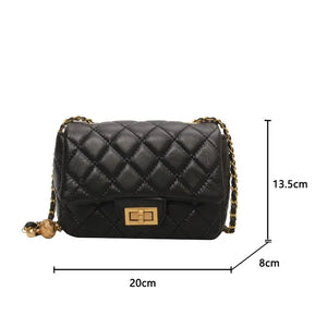 Retro Small PU Leather Luxury Quilted Crossbody Bag