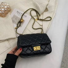 Load image into Gallery viewer, Retro Small PU Leather Luxury Quilted Crossbody Bag - black