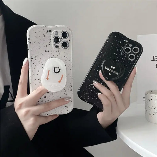 Retro Splash Ink Cute Love Bracket Soft Case For IPhone