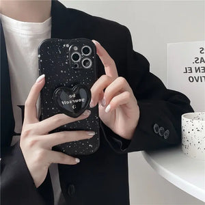 Retro Splash Ink Cute Love Bracket Soft Case For IPhone