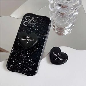 Retro Splash Ink Cute Love Bracket Soft Case For IPhone